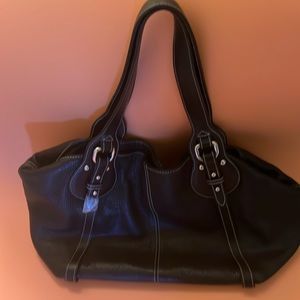 Furla pebbled leather hobo tote bag, black